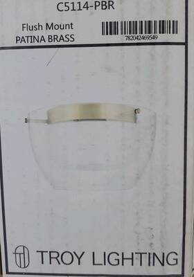 C5114-pbr Troy Lighting Dutton 1 Light Flush Mount Patina Brass No Outer Globe