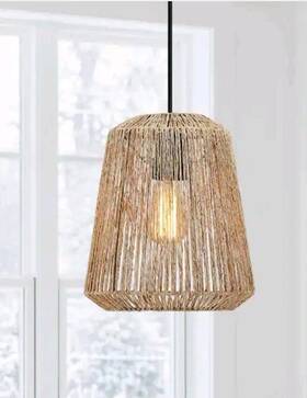 Td20220120 True Fine Light Bohemian Natural Jute Rope Island Mini Pendant With Black Hardware