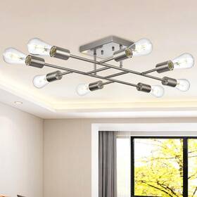 680-8sn Tuluce 8 Light Modern Ceiling Vintage Metal Brushed Nickel Sputnik Chandelier Sem