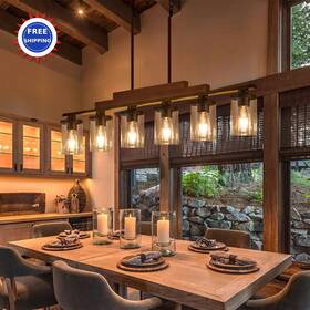 2024072304 Twig Farmhouse Chandelier 6 Light Dining Room Fixture Over Table Kitchen