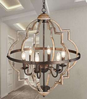 Tzoe 610825477385 Orb 6-light Chandelier Rustic Vintage Metal Stardust Finish