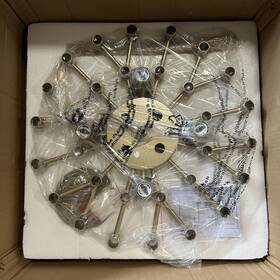 D1907-8 Tzoe Modern Crystal Brass Chandelier 8-light Round Pendant 19 Inch X 24.5