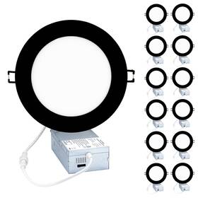 Ultra 414797653158 Recessed Light Ultra-thin Canless 6-inch Black Trim Led Ceiling Lighting Kits