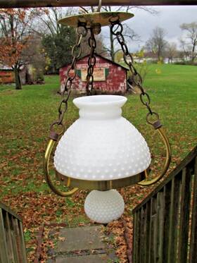 M-1301-12 Underwriters Laboratories 1960s Mcm Hobnail Milk Glass Hanging Ceiling Fixture Chandelier By Moe Lighting