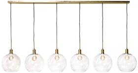 Hfl92381ds Universal Lighting And Decor Luca 80.4 Inch Wide 6 Light Brass Pendant With Clear Glass Globe Shades