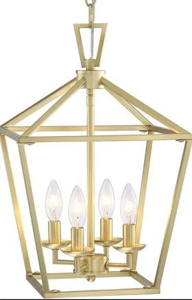 Untrammelife 735280326945 Gold Lantern Chandelier 4-light Pendant Light Modern Hanging Pen