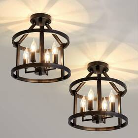 D-1160 Uofus 2-pack Semi Flush Mount Ceiling Light Fixture Farmhouse Matte Chandelier Ceil