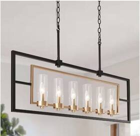 628s7nbmnzu3975 Uolfin Chandelier 37.4 Inch 6-light Black And Brass With Clear Glass Shades Read