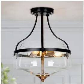 628v8e3muyv4927 Uolfin Modern Farmhouse Bowl Semi-flush Mount Lighting With Clear Glass Shade
