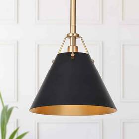 A04819pb Uolfin Taine 1-light Black And Brass Bell Pendant Light Metal Shades Ob
