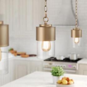 47fvf3hd24277qf Uolfin Gold Cylinder Pendant Light With Clear Glass Shade