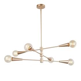 M6qeymhd23477ni Uolfin Transitional Dining Room Chandelier 31 Inch Modern Sputnik 6-light Brass