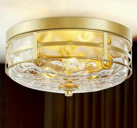 Y7rre6hd23695zf Uolfin Amelia Brass Gold Flush Mount Water Ripple Glass Shade