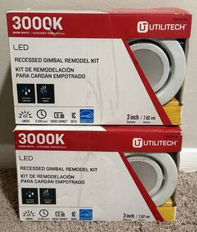 0970781 Utilitech Led White Recessed Gimbal Downlights 3000k Remodel Kit 3 Inch New Open Box
