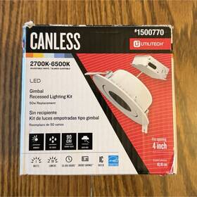 1500770 Utilitech Canless Gimbal Led Recessed Light 4 Inch Dimmable White 2700k-6500k