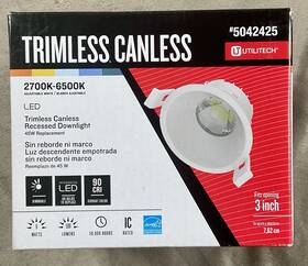 5042425 Utilitech 3 Inch Trimless Canless Recessed Downlight Led With 5 Selectable Cct Set Of