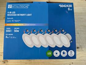 5cctca Utilitech Retrofit Kit White 4in 650l Switchable Dimmable Led Recessed Downlight