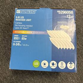5296058 Utilitech 822985543071 12ct 6 Inch 850lm Led Recessed Light #5296058 Brand New