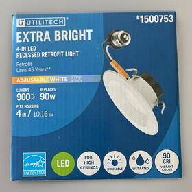 Utilitech 822985543286 Color Changing White 4 Inch 900 Lumens Switchable Round Dimmable Light