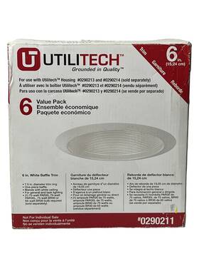 Utilitech 885292000101 6 Pack In White One Piece Baffle Trim For Recessed Lighting