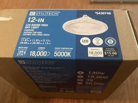 Utilitech Gdxl1075-l1800k8050 12in 18000 Lumen 5000k Daylight Led Round High Bay Light
