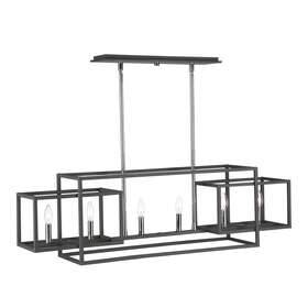 21339 Uttermost Quadrangle 44 Inch W Urban Industrial 6 Light Cage - Black