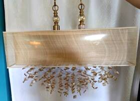 22033 Uttermost Two Light Rectangle Ceiling Mount Hang Lamp Shade Glass Prisms