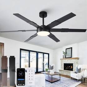 Vcz090bk Vaczon 60 Inch Ceiling Fans With Lights And Remote Modern Large Black Fan F
