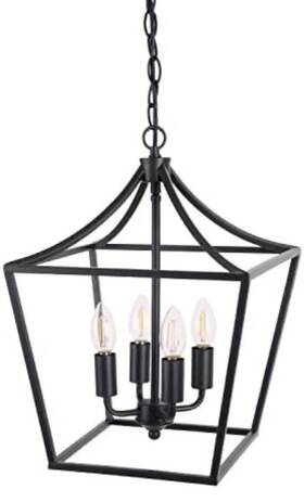 Vl-c208bk Valdivian 4-light Industrial Farmhouse Chandelier Matte Black 17 Inch Entryway Dining Light