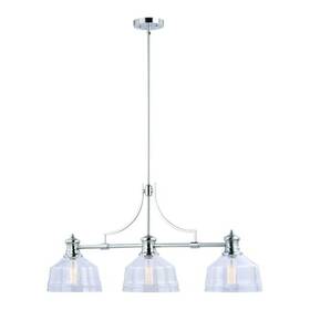 H0221 Vaxcel Beloit 3l Nickel Farmhouse Linear Chandelier Island Pendant Light