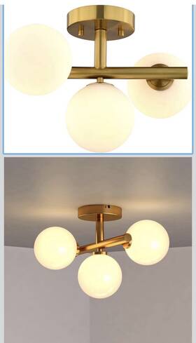 C0318 Vaxcel Lighting Graham 3 Light 13 Inch W Semi-flush Ceiling - Gold