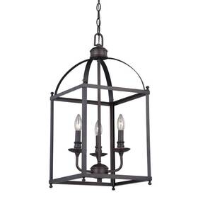 P0206 Vaxcel P0220 New - Juliet 3-light Pendant In Transitional Rectangular Style