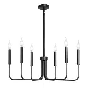 Vevor 197988509493 6-light Chandelier Black Modern Adjustable Height For Ceilings