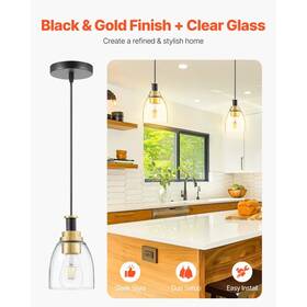 B16-3 Vevor Pendant Light Lighting With Glass Shade Adjustable Height 1 Pc
