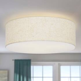 16modern Vexagyle Dcl-016 16 Linen Flush Mount Ceiling Light 3 Farmhouse Drum Fixture