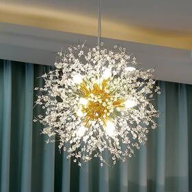 Vikaey 725217082174 Modern Dandelion Firework Chandelier Gold Bathroom Crysta