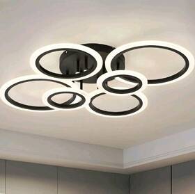 Vg20220825001 Vikaey Modern Led Flush Mount Ceiling Light 6 Rings Black Close To L