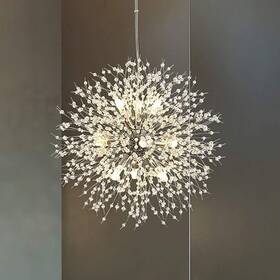 Vg8877-ch9-us Vikaey Modern Dandelion Firework Chandelier Chrome Bathroom Crystal Han