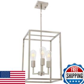 Vinluz B085nr5sk2 3 Light Classic Indoor Chandelier Brushed Nickel Finish Foyer Lantern