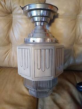 A-d1368 Vint-in-haus Lumi Re - Vintage Art-deco Styled Chrome And Glass Pendant