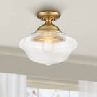 38m31 Vintage Ceiling Light Semi Flush Mount Fixture 13inch Gold Clear Glass For Bedroom