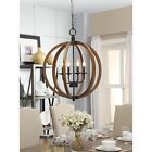 Vinyard Rustic Hanging Chandelier Industrial Style Light Fixture Orb Wood Dining Room 014817524246