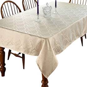 Violet Linen 616418301952 European Damask Design Tablecloth Ivory 60 Inch Round