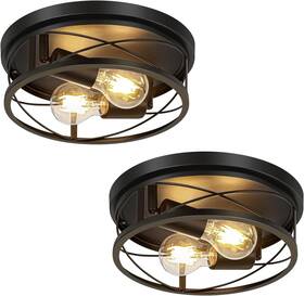 X10023p Violoemi 2-light Flush Mount Ceiling Light Fixtures 2-pack Farmhouse Black