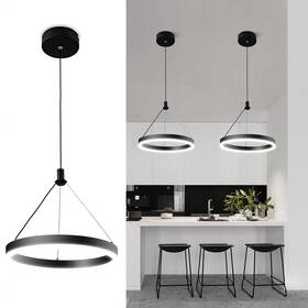 Vi8621 Viruhaka Modern Led Chandelier Black Pendant Light Fixture With Circular Ring Ligh