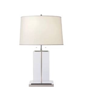 3031cg-c Visual Comfort Thomas Oftbrien Porto Table Lamp Polished Nickel Cotton Shade 26 Inch