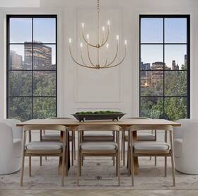 3167109-848 Visual Comfort Greenwich 9-light Gold Modern Chandelier Damp Rated 32 Inch X 34