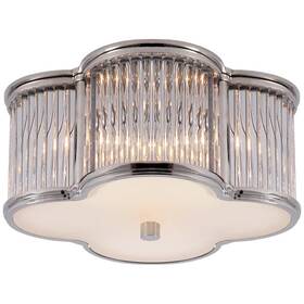 4014pn-fg Visual Comfort Basil Small Flush Mount Polished Nickel With Frosted Glass