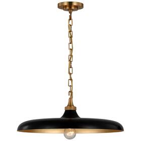 5115hab-ai Visual Comfort Tob Piatto 18 Inch Medium Pendant In Aged Iron And Antique Brass
