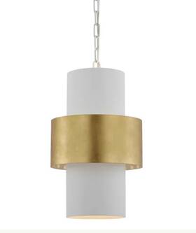 Visual Comfort 756808100953 Julie Neill 11 Inch Chalmette Layered Pendant Plaster White And Gild New In Box